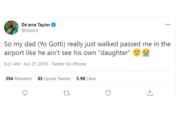 De'arra Taylor Dad Yo Gotti